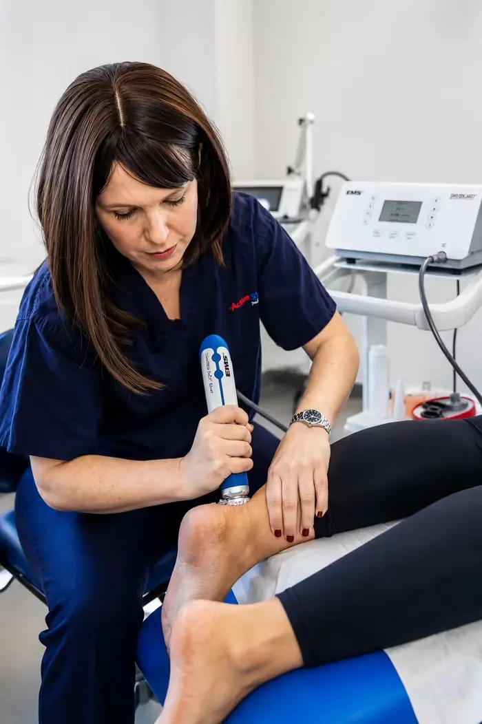 Podiatrist treating an Achilles tendon injury at Active Step in Fareham